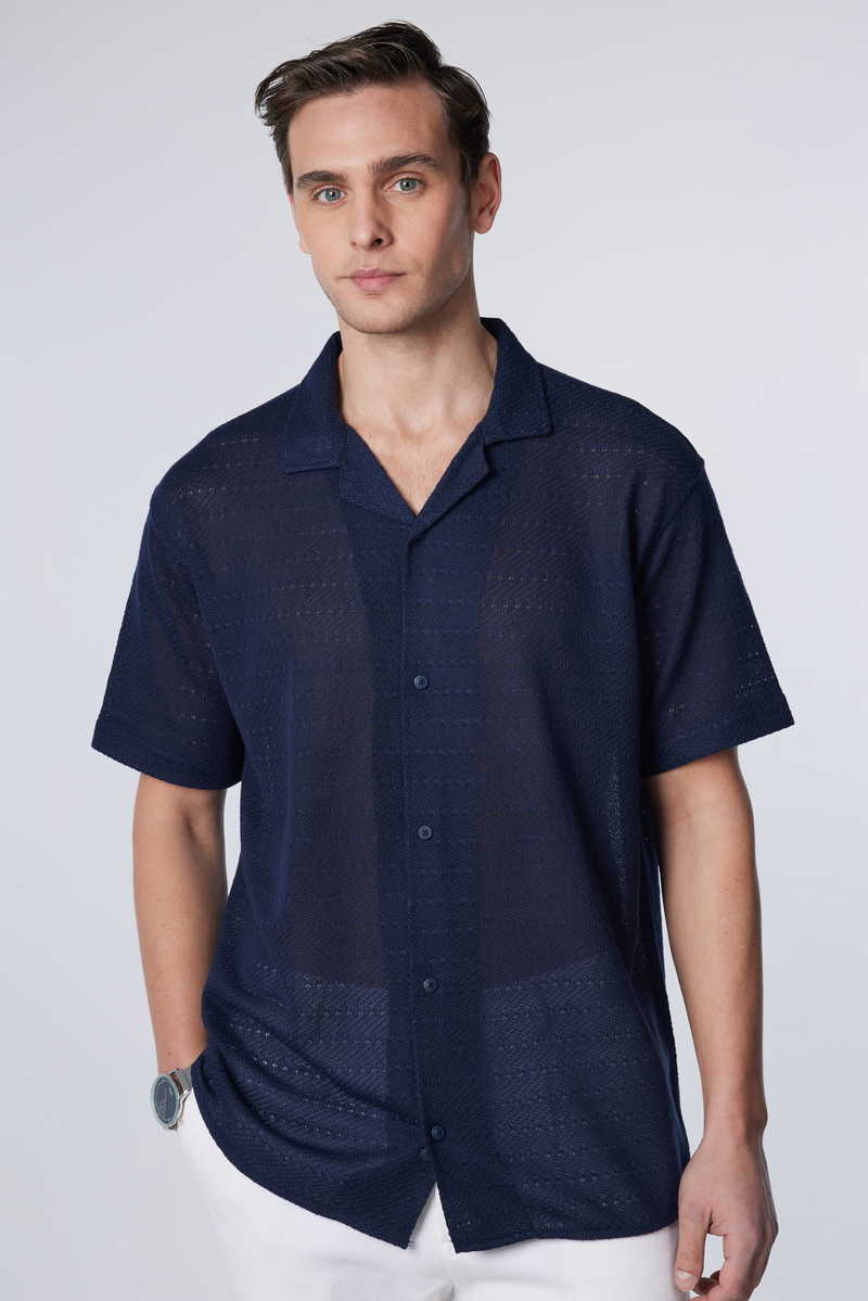 Knitted Navy Blue Shirt