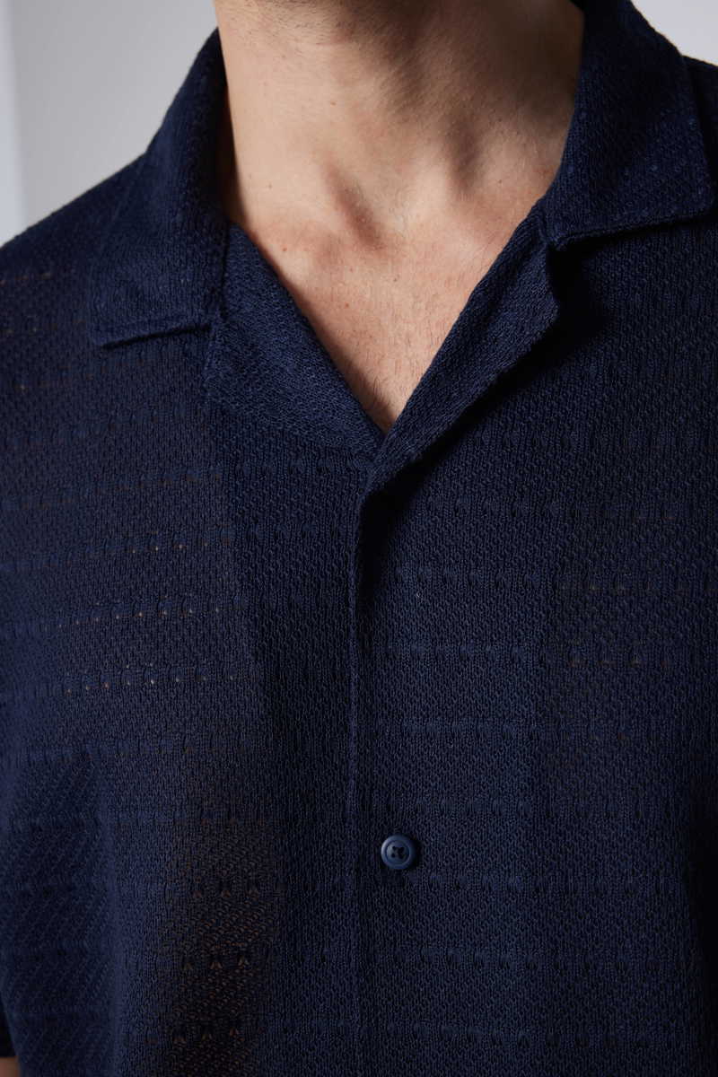 Knitted Navy Blue Shirt