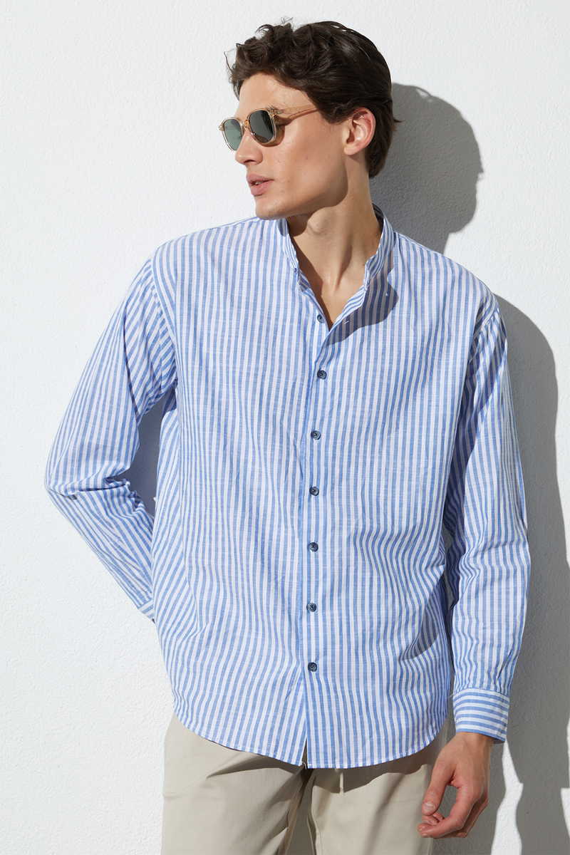 Striped Sax Blue Shirt