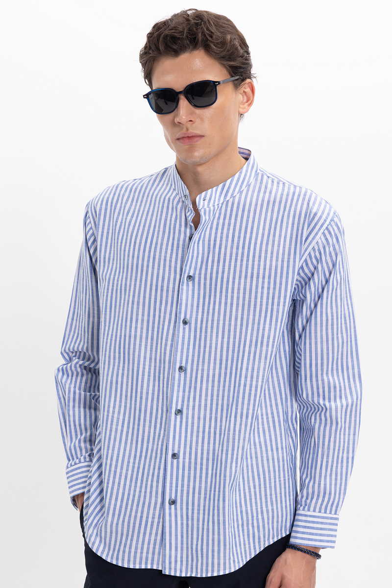 Striped Sax Blue Shirt