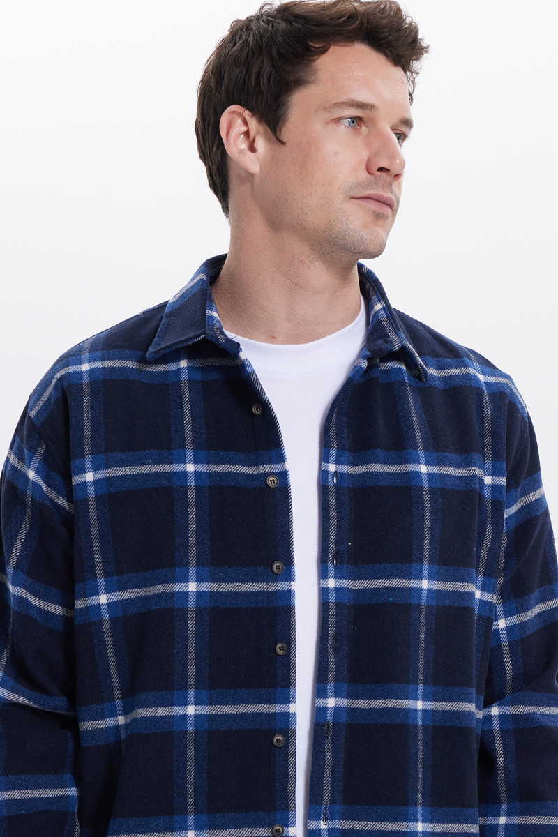 Checked Navy Blue Shirt