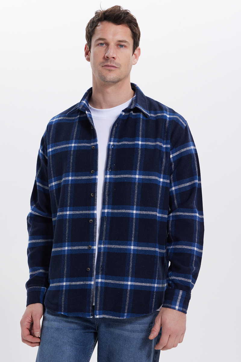 Checked Navy Blue Shirt