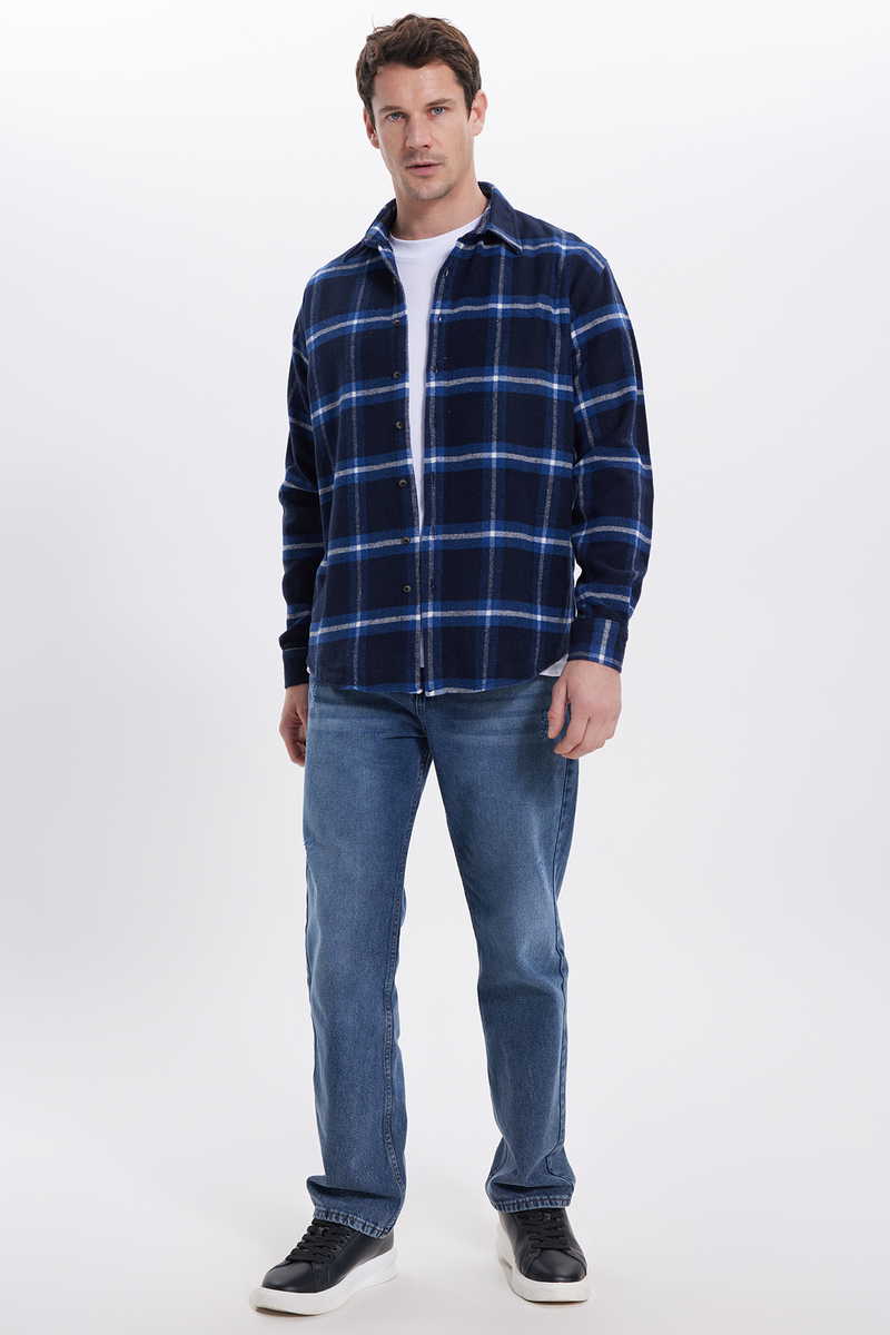 Checked Navy Blue Shirt