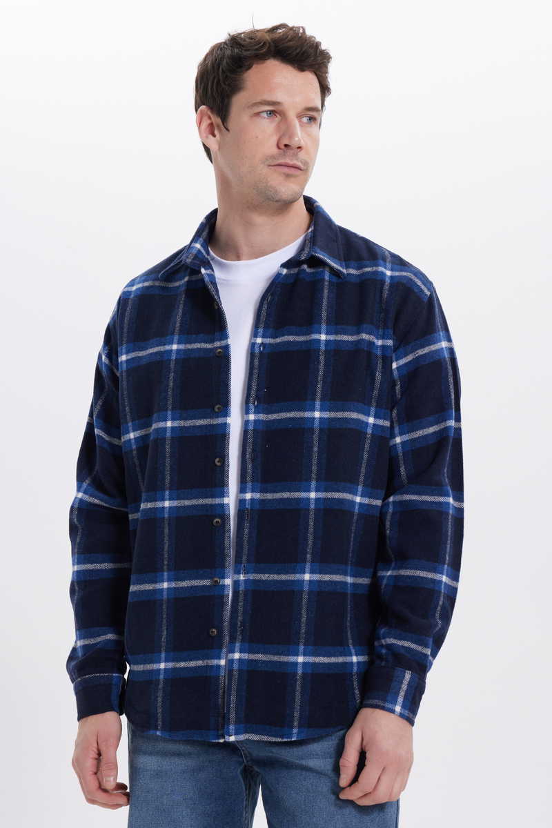 Checked Navy Blue Shirt