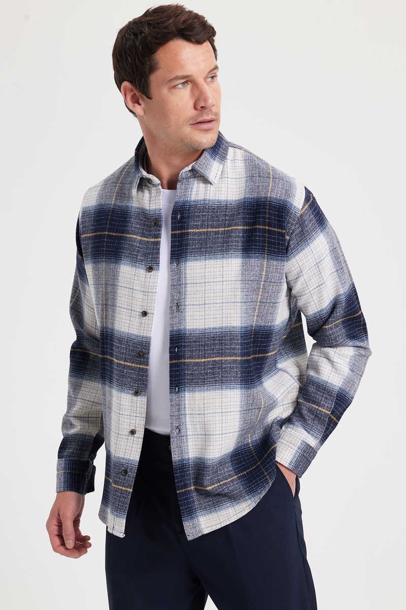 Checked Navy Blue Shirt