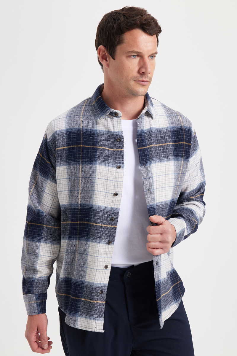 Checked Navy Blue Shirt