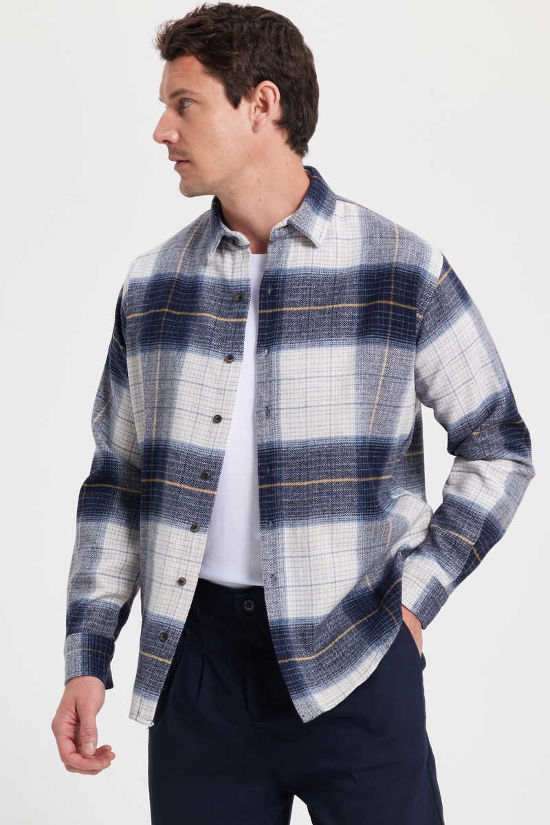 Checked Navy Blue Shirt