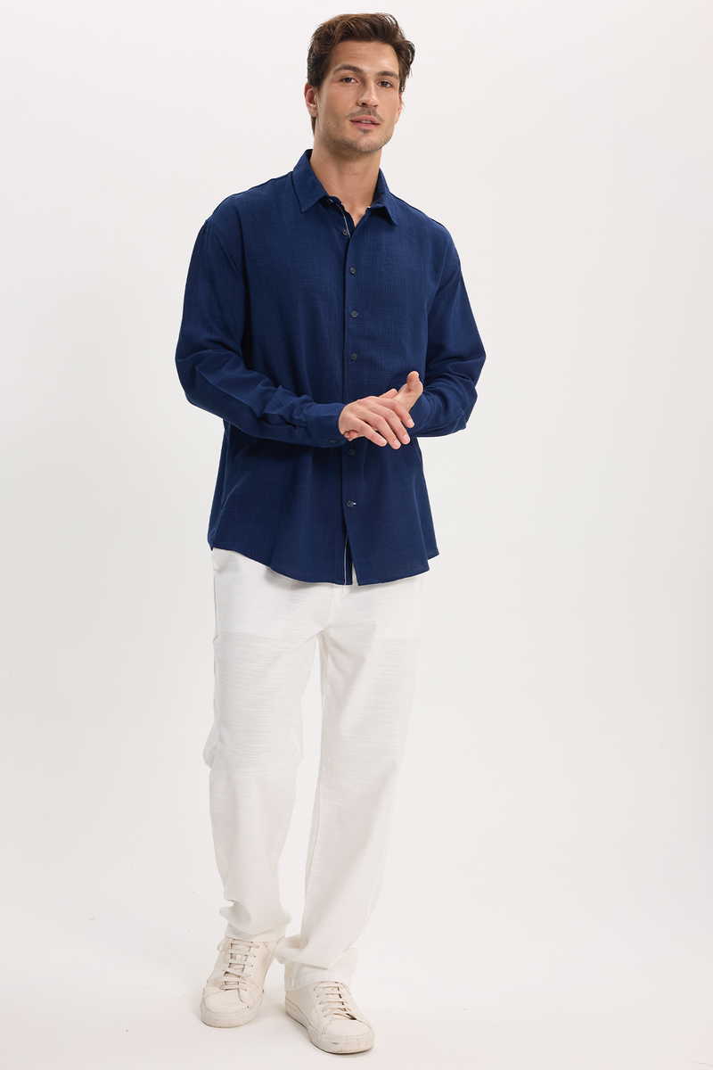 Plain Navy Blue Shirt
