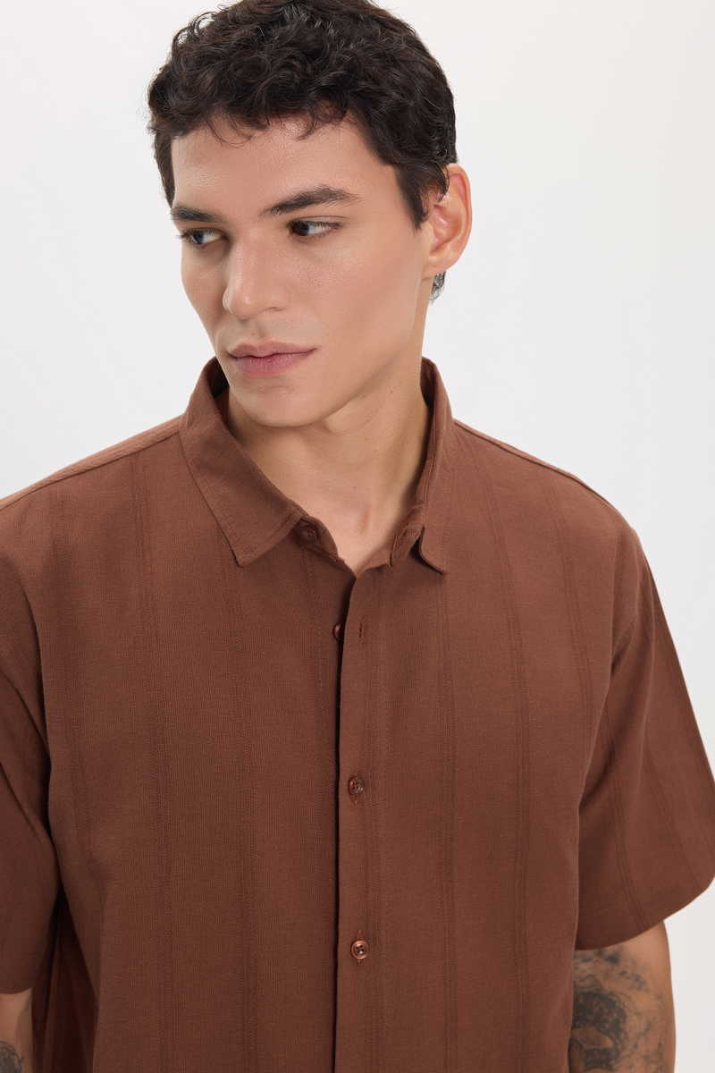 Striped Brown Shirt Striped Brown Shirt