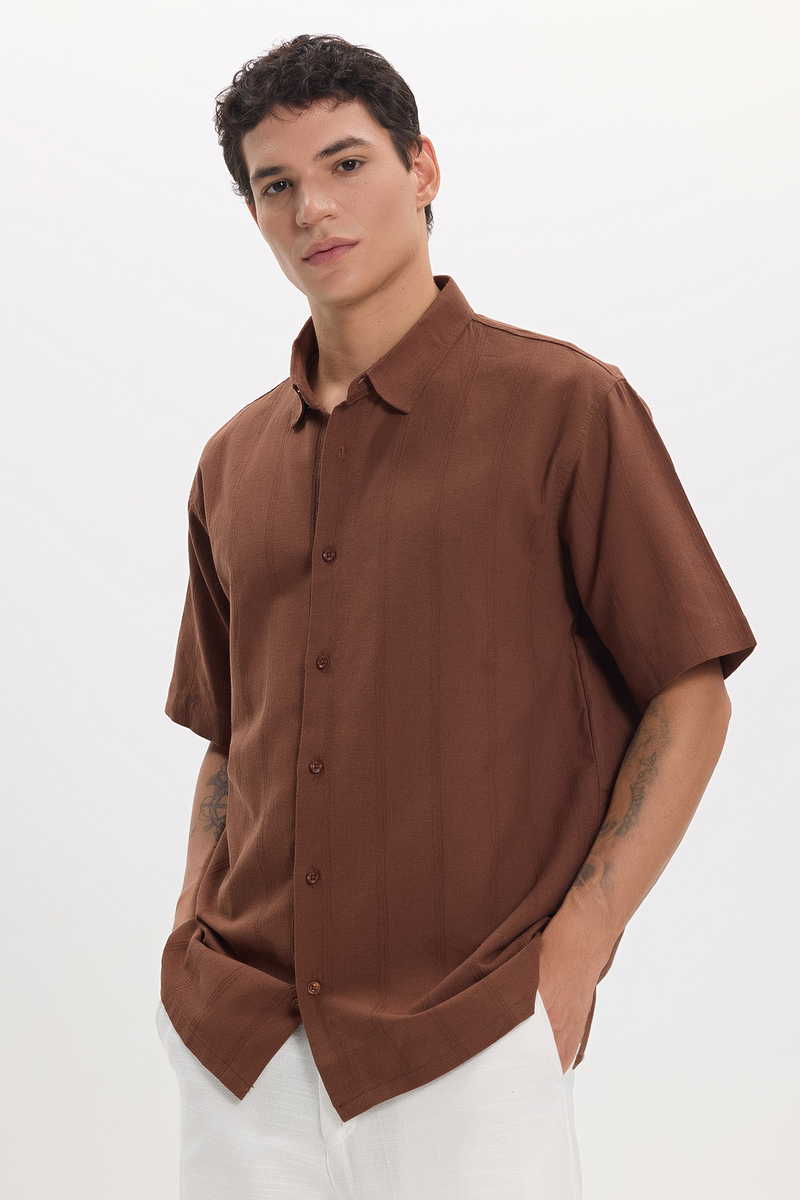 Striped Brown Shirt Striped Brown Shirt