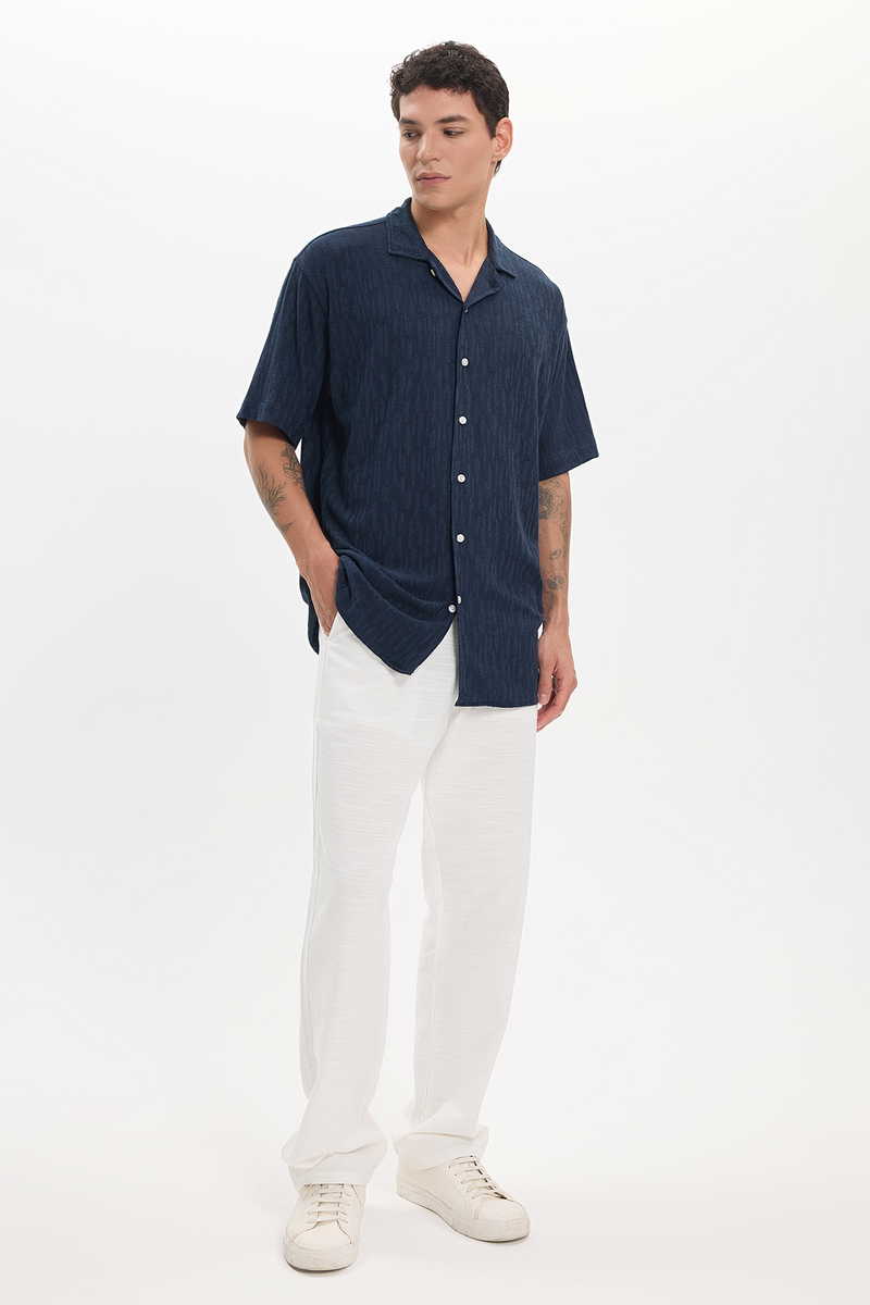 Knitted Navy Blue Shirt Knitted Navy Blue Shirt