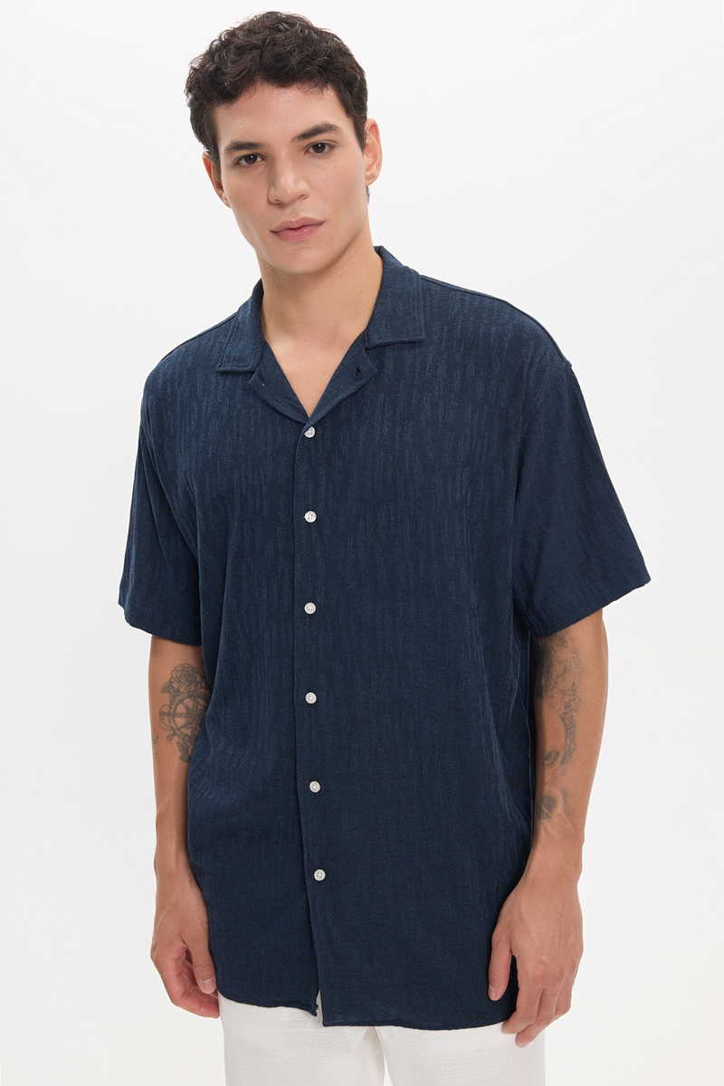 Knitted Navy Blue Shirt Knitted Navy Blue Shirt