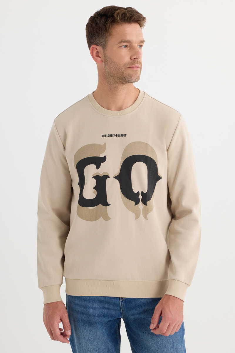 Printed Beige Sweatshirt