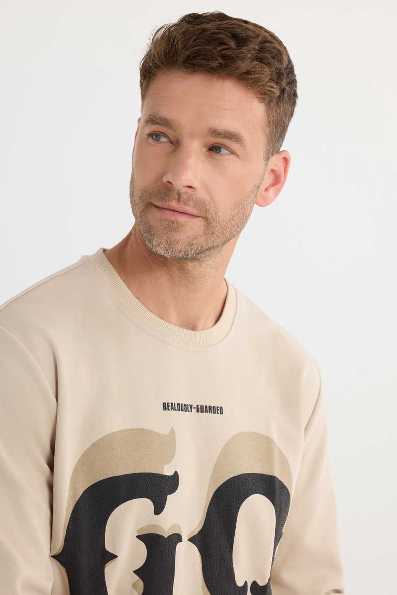 Printed Beige Sweatshirt