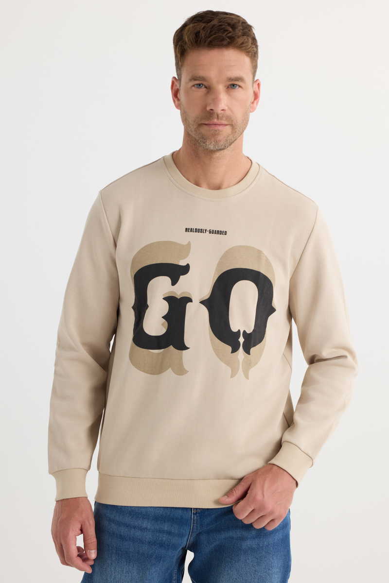 Printed Beige Sweatshirt