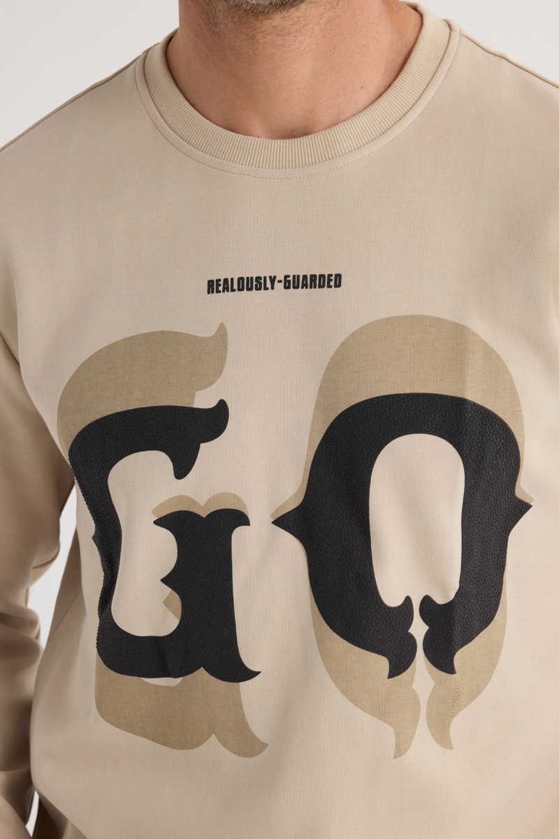 Printed Beige Sweatshirt