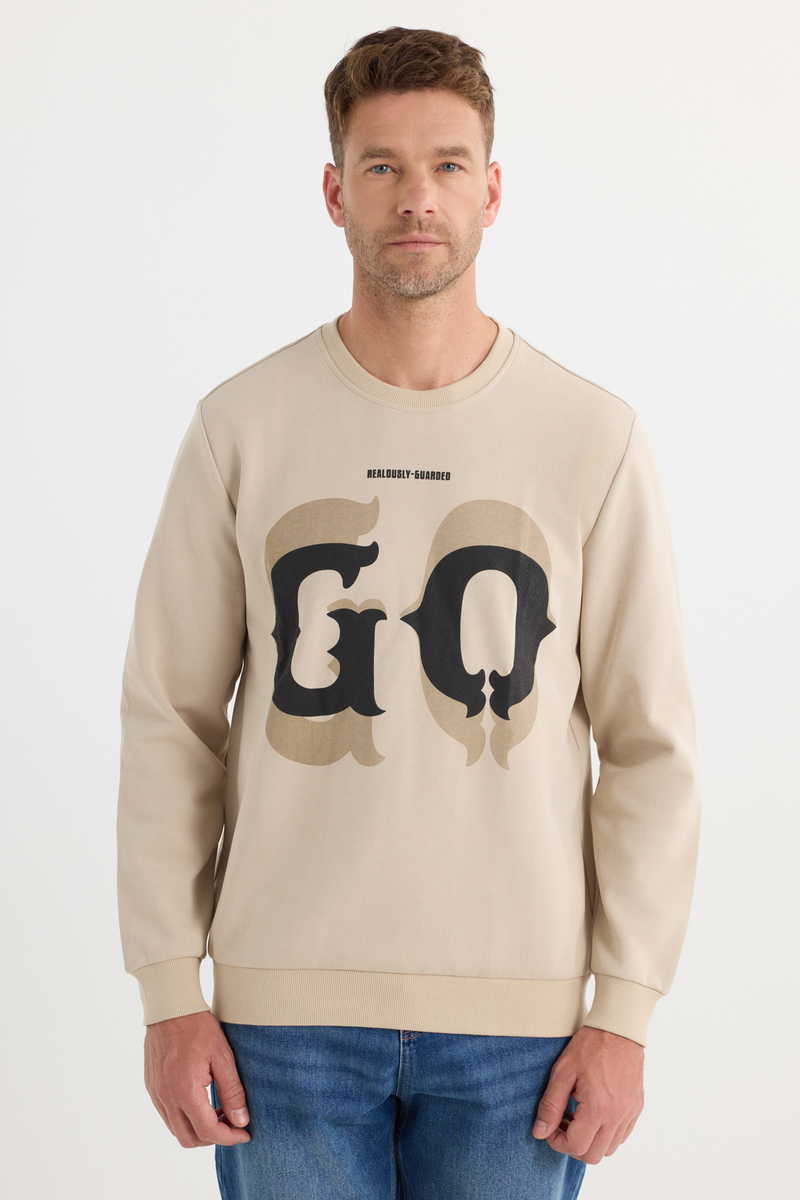 Printed Beige Sweatshirt