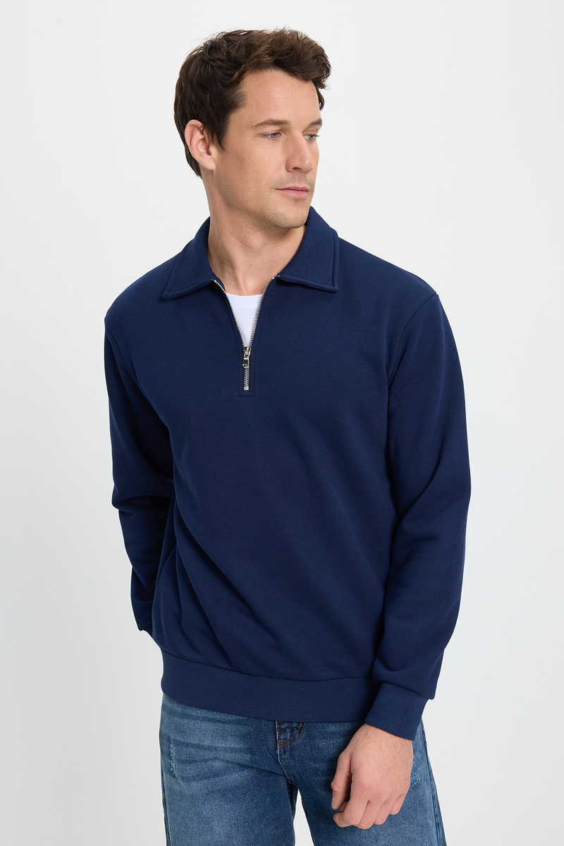Plain Navy Blue Sweatshirt