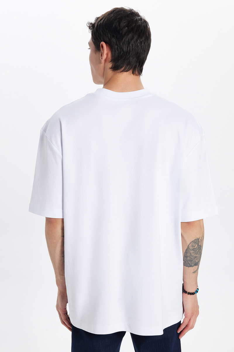 Fehér Oversize Egyszínű Rövid Ujjú Póló – TUDORS