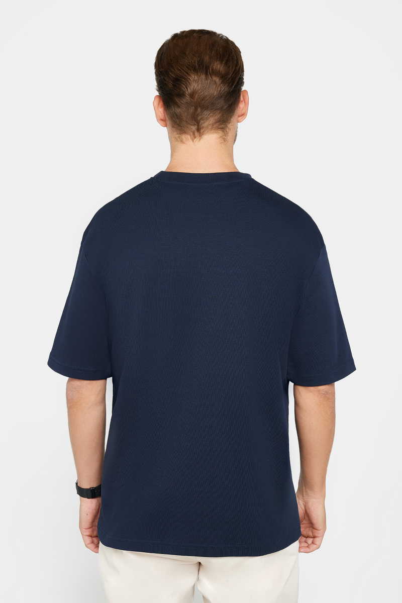 Sötétkék Oversize Egyszínű Rövid Ujjú Póló – TUDORS