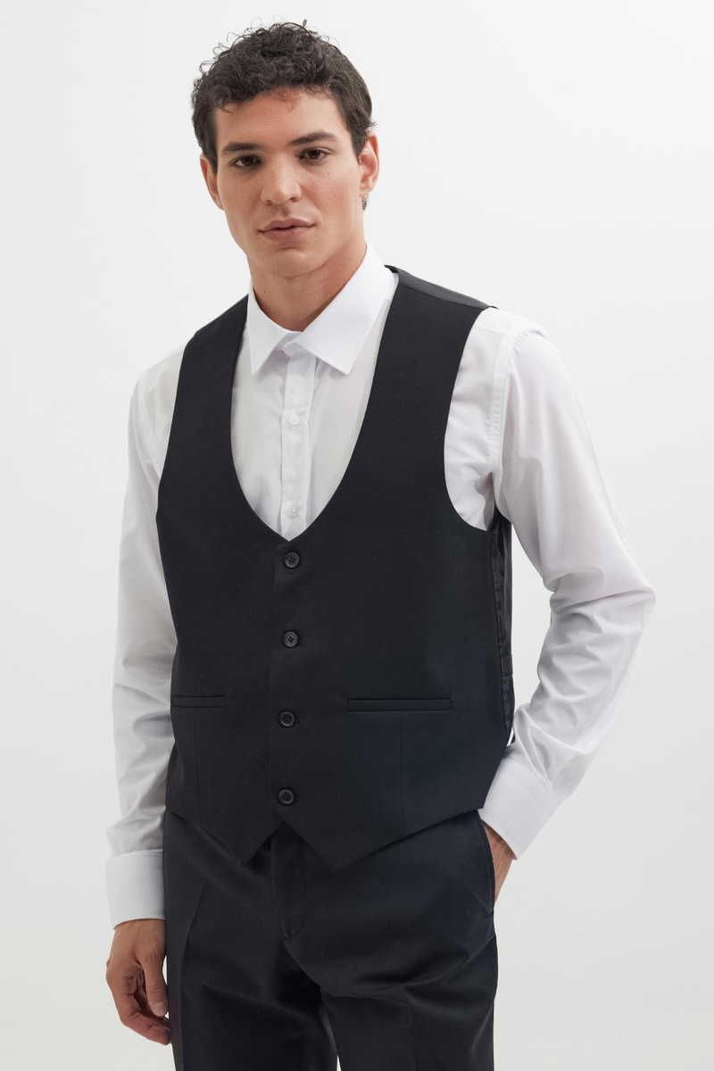 Egyszínű Fekete Mellény